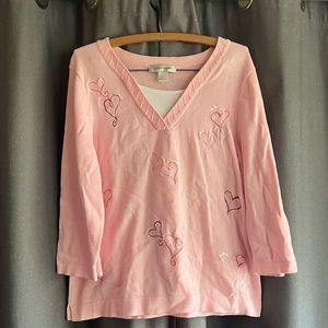 Never worn Christopher Banks Pink with Heart decor sweater